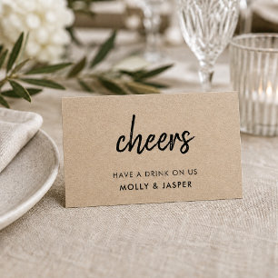 Kraft Cheers 田舎風の結婚式ドリンクバウチャーカード 割引カード