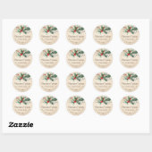 Kraft Christmas Cookie Box Label Holly Rustic ラウンドシール (シート)