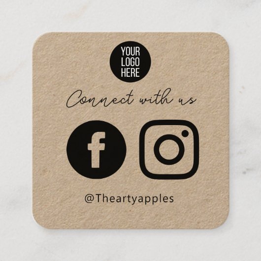 Kraft Connect with UsソーシャルメディアQRコード スクエア名刺 (正面)