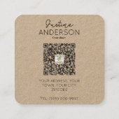 Kraft Connect with UsソーシャルメディアQRコード スクエア名刺 (裏面)