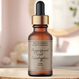 Kraft curly text cosmetics dropper bottle label  ラベル