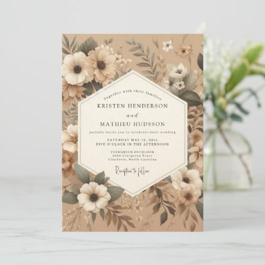 Kraft Earthy Rustic Wedding 招待状 (スタンド正面)