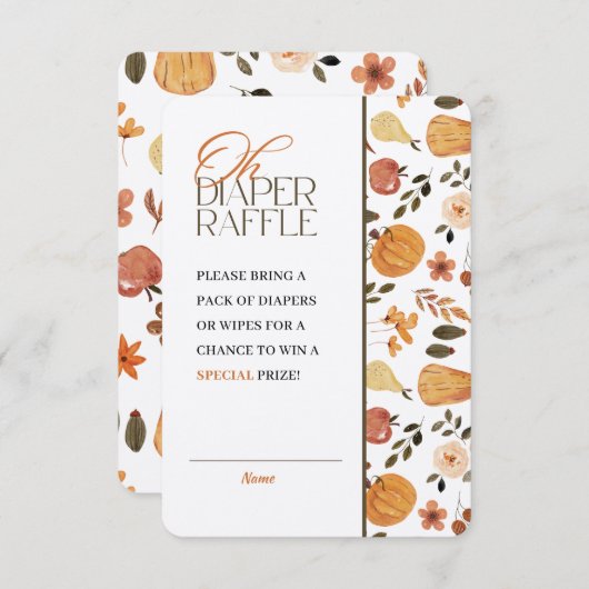 Kraft Fall Theme Baby Shower Diaper Raffle 招待状 (正面/裏面)