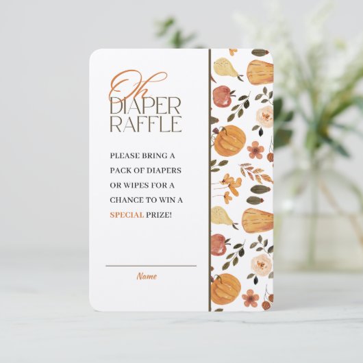 Kraft Fall Theme Baby Shower Diaper Raffle 招待状 (スタンド正面)