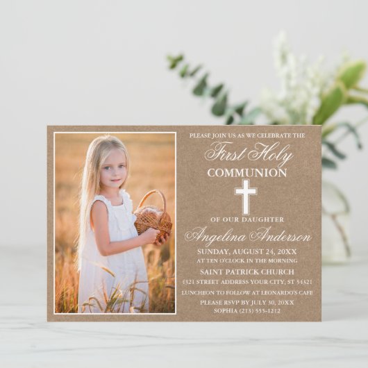 Kraft First 素朴 Holy Communionの写真 招待状 (スタンド正面)