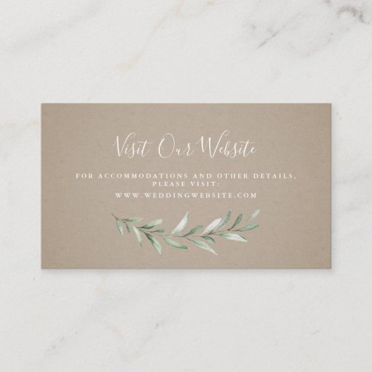 Kraft greeneryの結婚ウェブサイト挿入カード プレイスカード (正面)