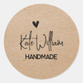  kraft handmade by heart stickers  ラウンドシール (正面)