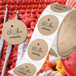  kraft handmade by heart stickers  ラウンドシール