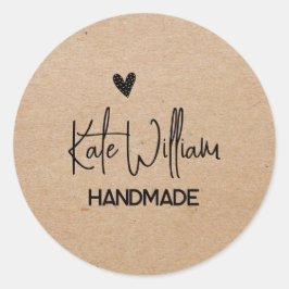  kraft handmade by stickers for handmade item ラウンドシール