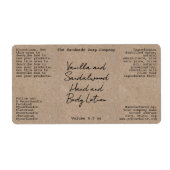 Kraft Handwritten Look Cosmetics Bottle Label ラベル (正面)