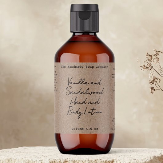 Kraft Handwritten Look Cosmetics Bottle Label ラベル