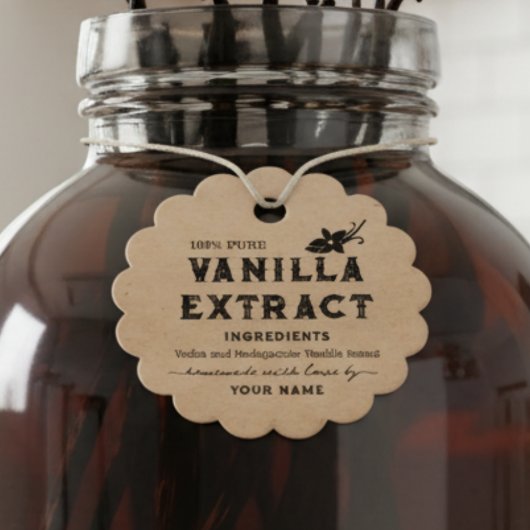 Kraft  Homemade Vanilla Extract Round label tag フェイバータグ