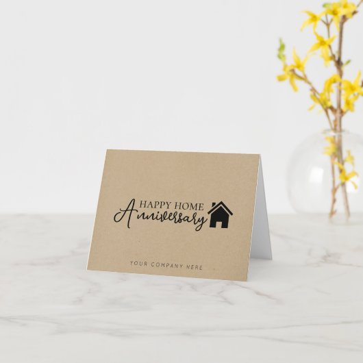 Kraft House Script Home Anniversary カード (黄色い花)
