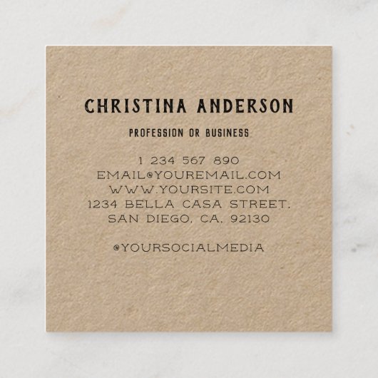 Kraft Hummingbird Wreath スクエア名刺 (裏面)