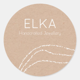 Kraft Lookデザイナーステッカーに白 ラウンドシール