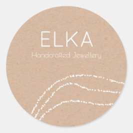 Kraft Lookデザイナーステッカーに白 ラウンドシール