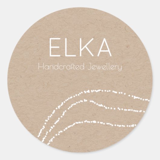 Kraft Lookデザイナーステッカーに白 ラウンドシール (正面)