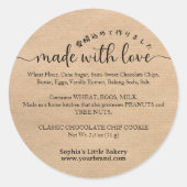 Kraft Made with Love Script Ingredient Bakery ラウンドシール (正面)
