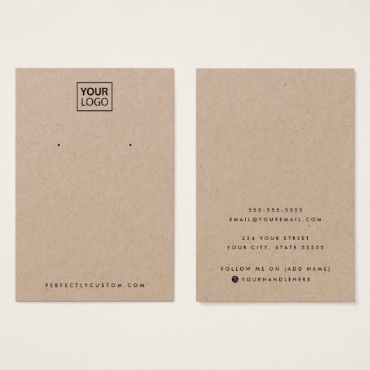 Kraft paper custom logo earring display card (正面&裏面)