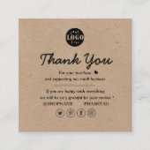 Kraft paper custom logo thank you for business  スクエア名刺 (正面)