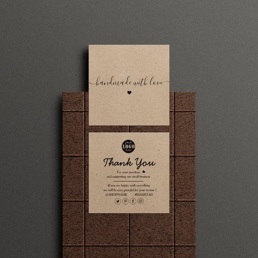 Kraft paper custom logo thank you for business  スクエア名刺