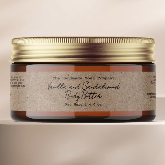 Kraft Paper Minimalist Body Butter Jar Label ラップアラウンドラベル