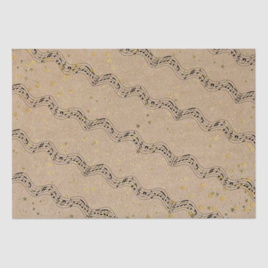 Kraft Paper Music Dots Gold Stars Tissue Paper 薄葉紙 (正面)