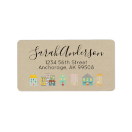 Kraft Paper Real Estate Houses Return Address ラベル