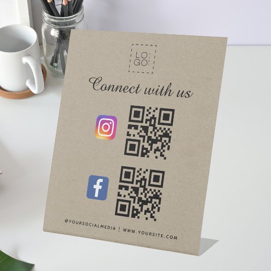 Kraft QrコードスクエアロゴFacebook Instagram 台座サイン