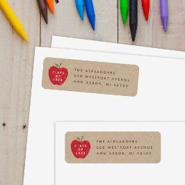 Kraft Red Apple Preschool Graduation Address Label ラベル