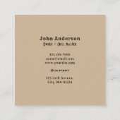 Kraft Rustic Vintage Catering Square Business Card スクエア名刺 (裏面)