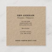Kraft Rustic Vintage Logo Catering Business Card スクエア名刺 (裏面)