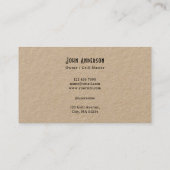 Kraft Rustic Vintage Logo Catering Business Card 名刺 (裏面)