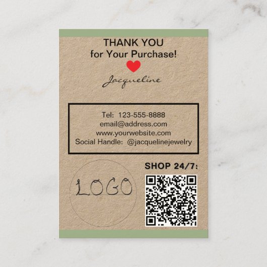 Kraft Sage Necklace Earrings Logo Website QR Code 名刺 (裏面)