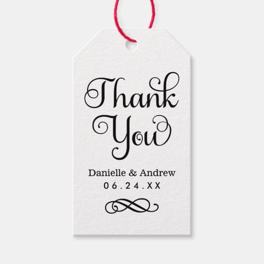 Kraft Script素朴に感謝モダン結婚する ギフトタグ (正面)