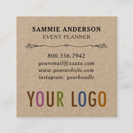 Kraft Square名刺(写真とロゴ付き) スクエア名刺 (正面)