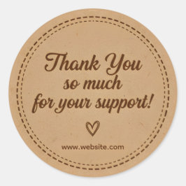 Kraft Stitch Thank You Business Sticker ラウンドシール