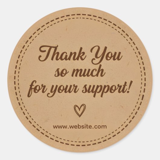 Kraft Stitch Thank You Business Sticker ラウンドシール (正面)