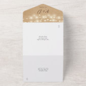 Kraft String素朴 Lightsスクリプトフローラ結婚 オールインワン招待状 (外側)