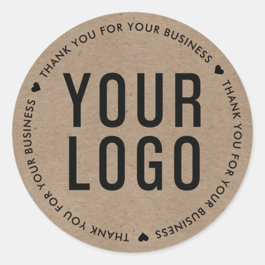Kraft Thank You For Your Businessロゴカスタム ラウンドシール (正面)