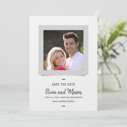 Kraft Typewriter素朴スクリプト写真の日付を保存 セーブザデート (スタンド正面)