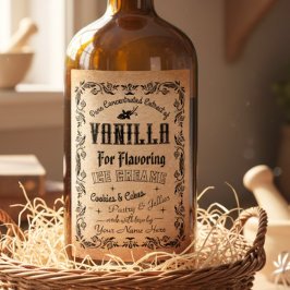 kraft Vintage Homemade Vanilla Extract Label ワインラベル
