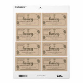 Kraft vintage rustic calligraphy honey branch ラベル (フルシート)