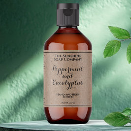 Kraft w curly text cosmetics bottle label  ラベル