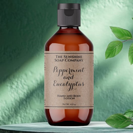 Kraft w curly text cosmetics bottle label ラベル