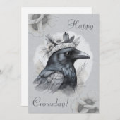 Krähe Crow Rabe Portrait Blumen Karte シーズンカード (正面/裏面)