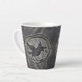 Krähe Crow Rabe ruft CAW! カフェラテマグ (左アングル)