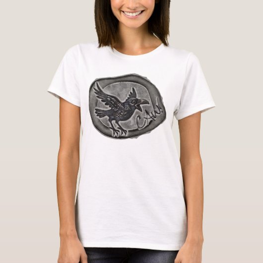 Krähe Crow Rabe ruft CAW! Tシャツ (正面)