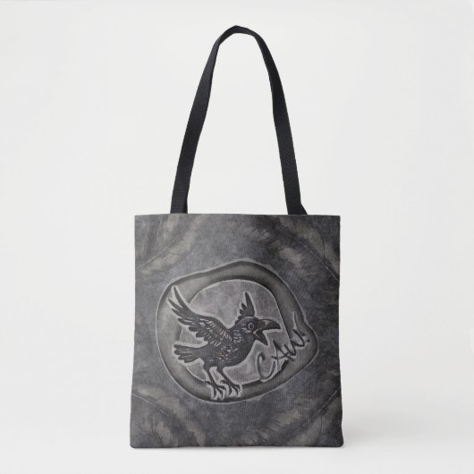Krähe Crow Rabe ruft CAW! Tasche Tragetasche トートバッグ (正面)