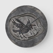 Krähe Crow Rabe ruft KRÄH!  ラウンド壁時計 (正面)